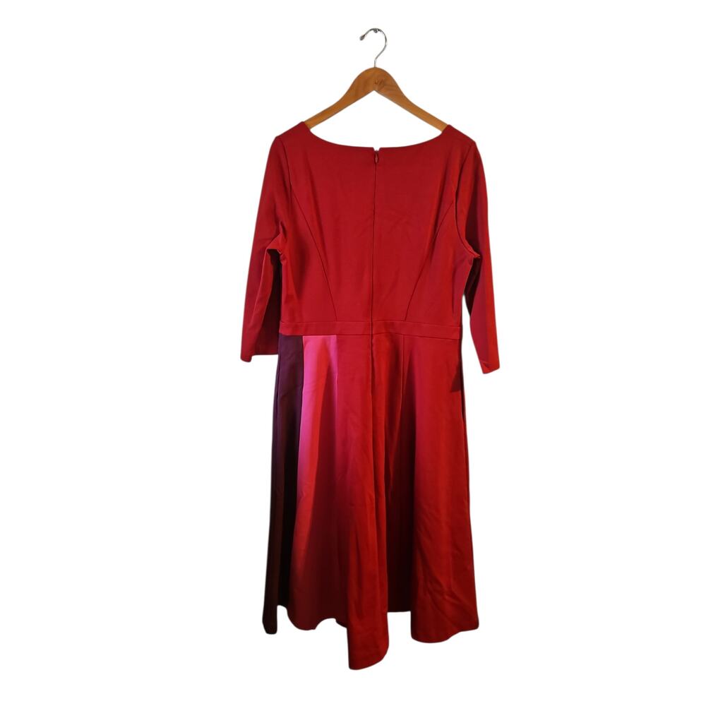 Boden Claudia Ponte Dress, Poinsettia red purple pink sz 14 midi - Picture 7 of 11